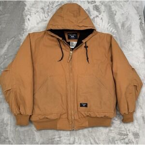 Vintage Walls Brown Canvas Work Jacket Mens XL Hooded Coat Quilted Blizzard Pruf